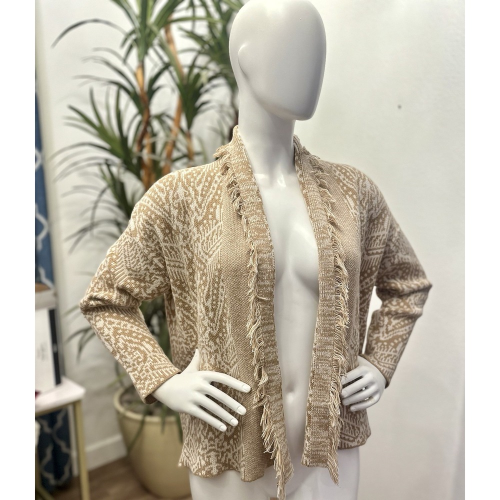 Lucky Brand Open Front Southwest Cardigan Sweater Sz S Western Chic Boho Casual